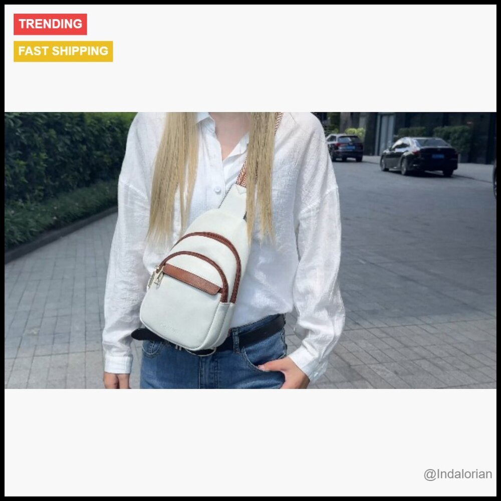 Small Leather Sling Bag Crossbody Fanny Pack Minimal Chic Travel Essentials - Picture 7 of 7